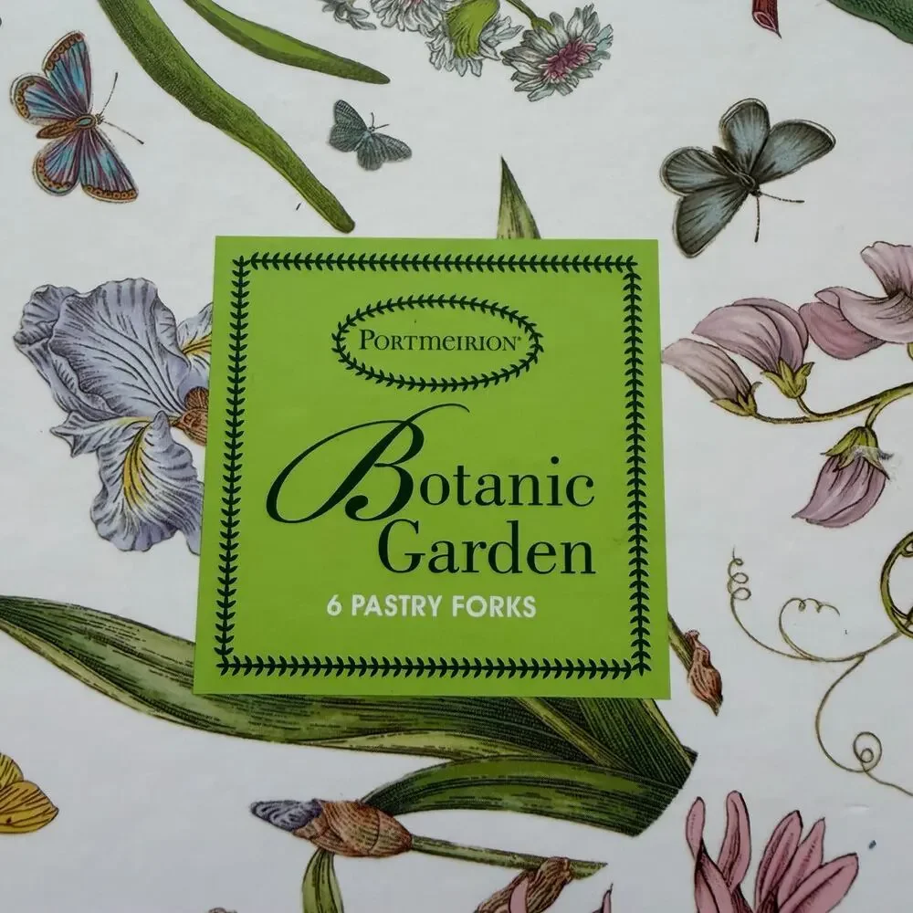 Portmeirion Botanic Garden Pastry Tea Fork Set of 6 Floral Boxed NIB